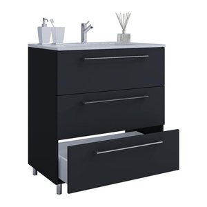 VCM my bath Badmöbel-Set 2-teilig Schubo 914851 schwarz 60,0 x 46,0 x 86,0 cm
