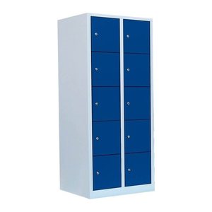 LÜLLMANN Schließfachschrank lichtgrau, enzianblau 523521, 10 Schließfächer 80,0 x 50,0 x 180,0 cm