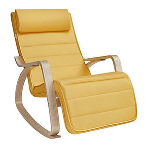 SONGMICS Schaukelstuhl gelb braun Stoff 67,0 x 121,5 x 84,0 cm, 1 St.