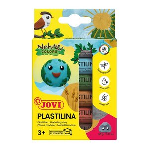 JOVI Knete PLASTILINA farbsortiert, 6 Farben je 15,0 g