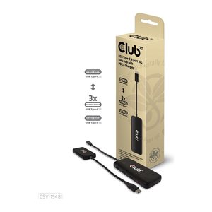 Club3D USB-Hub Typ C > 4x USB Typ C 10Gbps + 100W PD St/Bu retail