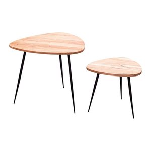 WOHNLING Beistelltische-Set Nierenform Massivholz akazie, 1 St.