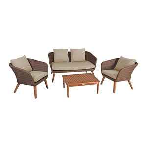 Garden Pleasure Sitzgruppe ARONA sand, braun Kunststoff, Metall, 12-teilig