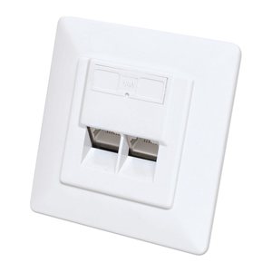 INTELLINET 2-Port Cat6a 10G RJ45-Unterputzdose STP weiß