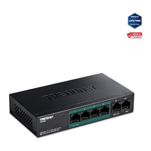 TRENDnet Switch 6-Port 10/100Mbps PoE+ 60W Metall