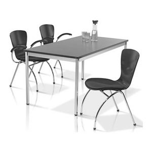 SODEMATUB Mehrzwecktisch esche-schwarz rechteckig, Vierkantrohr chrom, 160,0 x 80,0 x 74,0 cm