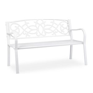 relaxdays Gartenbank 10036721_0 weiß Metall 124,5 cm