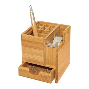 WEDO Schreibtisch-Organizer Bambus braun Bambus 4 Fächer 10,3 x 10,3 x 11,7 cm
