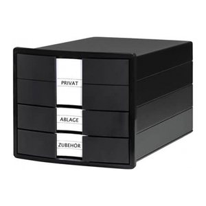 HAN Schubladenbox IMPULS  schwarz 1017-13D, DIN A4 mit 3 Schubladen, 1 St.