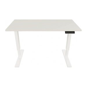 BISLEY E-StarterTech elektrisch höhenverstellbarer Schreibtisch lichtgrau rechteckig, T-Fuß-Gestell weiß 140,0 x 60,0 cm