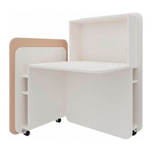 fm FLATup  Sekretär diamantweiß/ sandfarben rechteckig, weiß 107,0 x 41,5 - 91,0 cm