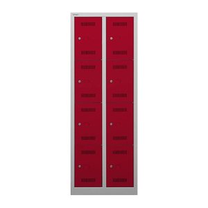 BISLEY Schließfachschrank MonoBloc ML06D4 lichtgrau, kardinalrot ML06D4506, 8 Schließfächer 61,0 x 50,0 x 170,0 cm