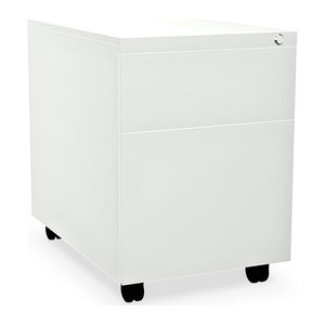 Design-Rollcontainer aus Stahl mit Schubladen – Signalweiß (2 Fächer, 2 Schübe)