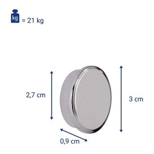 MAUL Magnet silber, Metall Ø 3,0 x 0,9 cm, 1 St.