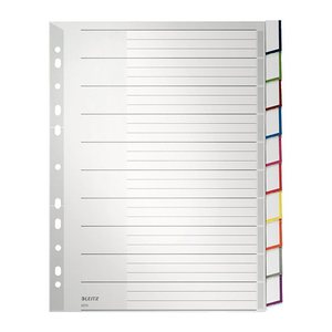 LEITZ Ordnerregister DIN A4 Vollformat, Überbreite blanko grau-weiß 10-teilig, 1 Satz