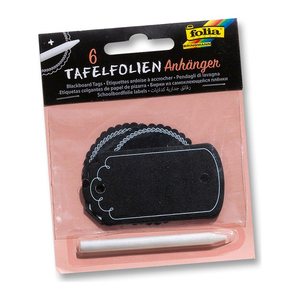 folia Geschenkanhänger schwarz Tafelfolien Anhänger inkl. Specksteinstift Ø 5,5 cm, 6 St.