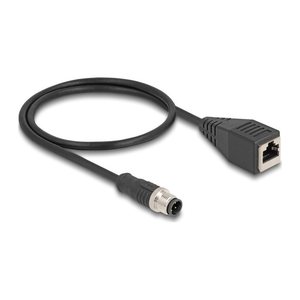 DELOCK M12 Adapterkabel D-kodiert 4 Pin ST zu RJ45,Bu 50 cm