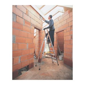 ZARGES Stehleiter einseitig Nova S silber 3 Stufen, H: 134,0 cm