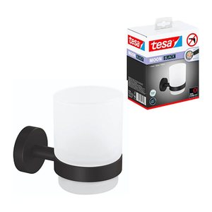 tesa Zahnputzbecherhalter MOON schwarz, weiß, 1 St.