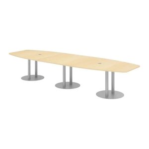 HAMMERBACHER Konferenztisch KT40S ahorn Tonnenform, Rundrohr silber, 400,0 x 85,0 - 130,0 x 74,0 cm