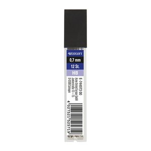 WESTCOTT Feinminen-Bleistiftminen schwarz HB 0,7 mm, 12 St.