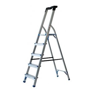 pavo Stehleiter einseitig silber 5 Stufen, H: 159,0 cm