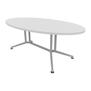 Quadrifoglio Konferenztisch X2 weiß oval, V-Gestell alu, 200,0 x 110,0 x 74,0 cm