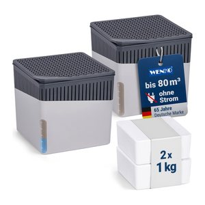 WENKO Cube Raumentfeuchter grau, 2x 1,0 kg