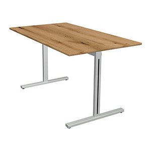 Kerkmann Form 1 Schreibtisch eiche rechteckig, T-Fuß-Gestell silber 140,0 x 80,0 cm