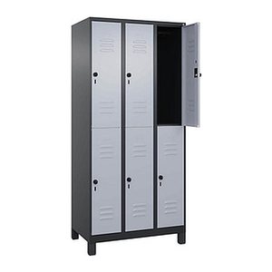 CP Spind Classic Plus schwarzgrau, weißaluminium 080310-30 S10147, 6 Schließfächer 90,0 x 50,0 x 195,0 cm
