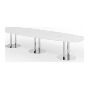 HAMMERBACHER Konferenztisch KT40S weiß Tonnenform, Rundrohr chrom, 400,0 x 85,0 - 130,0 x 74,0 cm