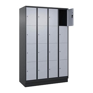 CP Schließfachschrank Classic PLUS schwarzgrau, weißaluminium 080020-404 S10037, 16 Schließfächer 120,0 x 50,0 x 185,0 cm