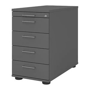 HAMMERBACHER Solid SC50 Standcontainer grafit 5 Auszüge Stahl-Bügelgriff silber 42,8 x 80,0 x 72,0 - 76,0 cm