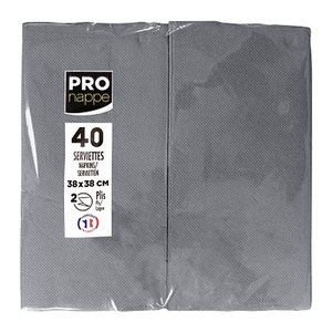 PROnappe Servietten grau 2-lagig 38,0 x 38,0 cm, 40 St.