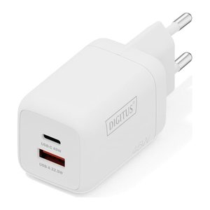 DIGITUS USB-Ladegerät GaN 45W, 1x USB-C, 1x USB-A weiß