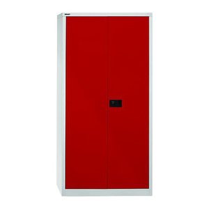 BISLEY Putzmittelschrank Universal E782AAG506 lichtgrau, kardinalrot 4 Fachböden 91,4 x 40,0 x 195,0 cm, aufgebaut, 1 St.