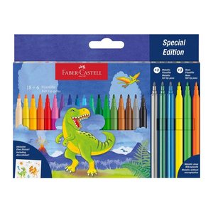AKTION: FABER-CASTELL Dino Filzstifte farbsortiert, 24 St. + GRATIS Dinosticker