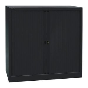BISLEY Rollladenschrank schwarz 2 Fachböden 100,0 x 43,0 x 103,0 cm