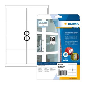 HERMA wetterfeste Etiketten weiß 99,1 x 67,7 mm, 20 Blatt