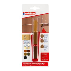edding 8901 Wachs 4-8901-1-4603 Möbel-Reparatur-Set 3 mischbare Farbtöne, 1 Kunststoffspachtel