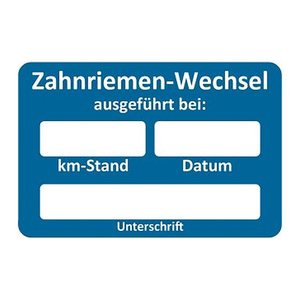 EICHNER Aufkleber Zahnriemen-Wechsel ausgeführt bei, blau/weiß 6,0 x 4,0 cm, 250 St.