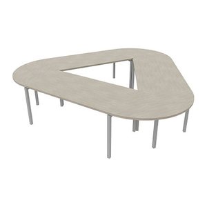 Quadrifoglio Konferenztisch Idea+ beton Trapezform, Vierkantrohr weiß, 320,0 x 298,0 x 74,0 cm