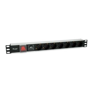 Equip 19" Steckdosenleiste 7xSchuko+Switch->St.90°ÜSS Alu.