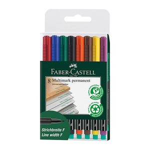 FABER-CASTELL MULTIMARK Folienstifte-Set farbsortiert permanent, 8 St.