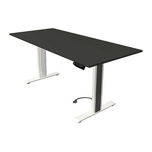 Kerkmann Move 1 advance elektrisch höhenverstellbarer Schreibtisch anthrazit rechteckig, T-Fuß-Gestell weiß 180,0 x 80,0 cm