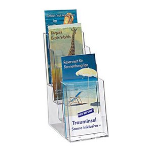 helit Tischprospekthalter transparent 1/3 DIN A4 4 Fächern 11,5 x 15,0 x 25,5 cm, 1 St.