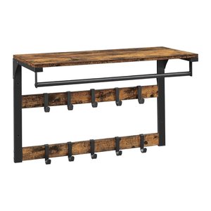 VASAGLE Wandgarderobe braun Holz 10 Haken 65,0 x 42,0 cm, 1 St.
