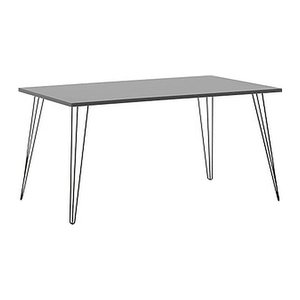 MÖBELPARTNER Fynn Schreibtisch platingrau rechteckig, 4-Fuß-Gestell schwarz 160,0 x 80,0 cm