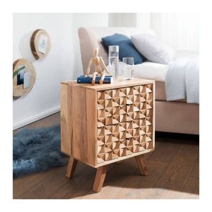 WOHNLING Nachttisch rechteckig Massivholz akazie 35,0 x 44,0 x 61,0 cm, 1 St.