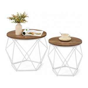 VASAGLE Couchtische-Set rund Spanplatte braun, 2 Set